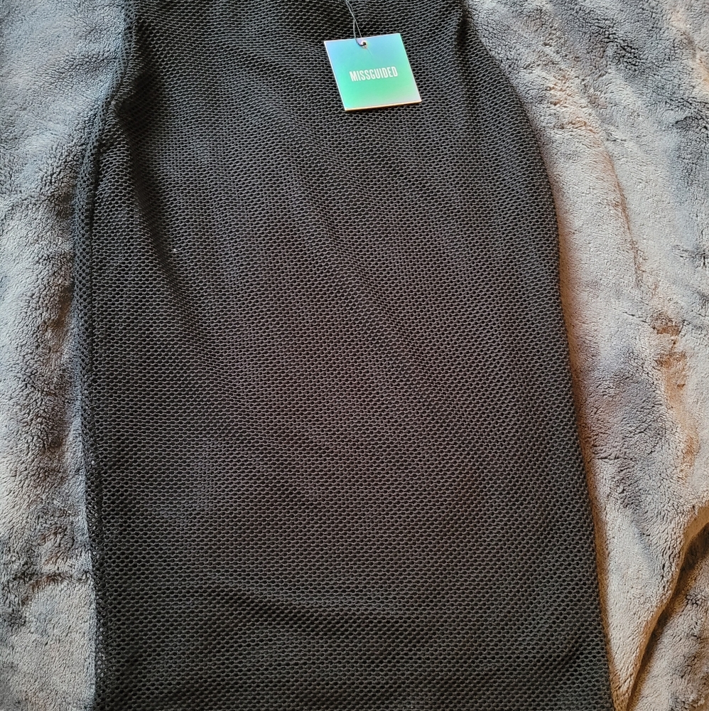 NWT Missguided black fishnet skirt
